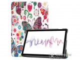Gigapack álló, bőr hatású tok Huawei MediaPad M6 10.8 LTE készülékhez, fehér, pillangós virág minta