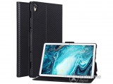 Gigapack álló, bőr hatású tok Huawei MediaPad M6 10.8 LTE készülékhez, fekete, karbon mintás