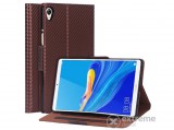 Gigapack álló, bőr hatású tok Huawei MediaPad M6 8.4 LTE készülékhez, barna, karbon mintás