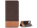 Gigapack álló bőr tok Apple iPhone 11 Pro készülékhez, sötétbarna, textil hatású
