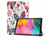 Gigapack álló bőr tok Samsung Galaxy Tab A 10.1 WIFI 2019 (SM-T510) készülékhez, fehér, pillangó/virágmintás