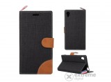 Gigapack álló bőr tok Sony Xperia M4 Aqua (E2303) készülékhez, fekete/barna