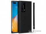 Gigapack álló, valódi bőr tok Huawei P40 Pro készülékhez, fekete