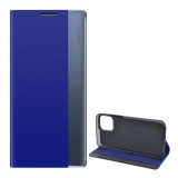 Gigapack Apple iPhone 12 tok álló, textil hatású (aktív Flip, oldalra nyíló, Smart View Cover) kék