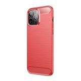 Gigapack Apple iPhone 13 Pro Max szilikon telefonvédő (közepesen ütésálló, szálcsiszolt, karbon minta) piros