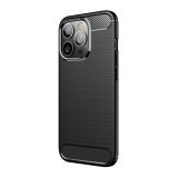 Gigapack Apple iPhone 13 Pro szilikon telefonvédő (közepesen ütésálló, szálcsiszolt, karbon minta) fekete
