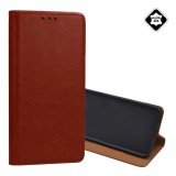 Gigapack Apple iPhone 14 Plus tok álló, valódi bőr (flip, asztali tartó funkció) barna