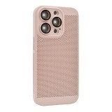Gigapack Apple iPhone 14 Pro műanyag telefonvédő (légáteresztő, lyukacsos minta, kamera védelem) rózsaszín