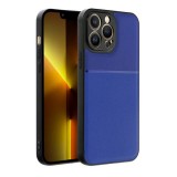 Gigapack Apple iPhone 14 Pro műanyag védő (szilikon keret, közepesen ütésálló, bőr hatású hátlap, csíkos minta) sötétkék