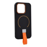 Gigapack Apple iPhone 14 Pro szilikon védő (mikrofiber plüss belső, kameravédő, ujjra húzható pánt, magsafe) fekete