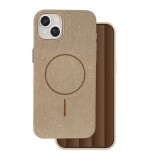 Gigapack Apple iPhone 14 szilikon telefonvédő (műanyag hátlap, kameravédő, magsafe, csillogó) barna
