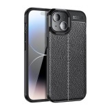 Gigapack Apple iPhone 15 Plus szilikon telefonvédő (közepesen ütésálló, bőr hatású, varrás minta) fekete