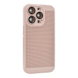 Gigapack Apple iPhone 15 Pro Max műanyag telefonvédő (légáteresztő, lyukacsos minta, kamera védelem) rózsaszín