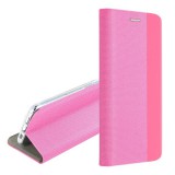 Gigapack Apple iPhone 15 Pro Max tok álló, bőr hatású (flip, asztali tartó funkció, textil minta) rózsaszín