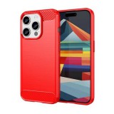 Gigapack Apple iPhone 15 Pro szilikon védő (közepesen ütésálló, légpárnás sarok, szálcsiszolt, karbon minta) piros