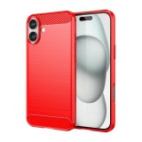 Gigapack Apple iPhone 16 Plus szilikon telefonvédő (ütésállóság, légpárnás sarok, szálcsiszolt, karbon minta) piros