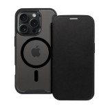 Gigapack Apple iPhone 16 Plus tok álló, bőr hatású ( kameravédő, mágneses, átlátszó matt hátlap, magsafe) fekete