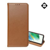 Gigapack Apple iPhone 16 Plus tok álló, valódi bőr (flip, oldalra nyíló, asztali tartó) barna