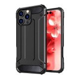Gigapack Apple iPhone 16 Pro Max műanyag telefonvédő (ütésállóság, légpárnás sarok, szilikon belső, fémhatás) fekete