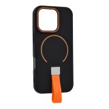 Gigapack Apple iPhone 16 Pro Max szilikon védő (mikrofiber plüss belső, kameravédő, ujjra húzható pánt, magsafe) fekete