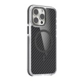 Gigapack Apple iPhone 16 Pro Max szilikon védő (ütésállóság, légpárnás sarok, karbon minta, wireless, magsafe) fekete
