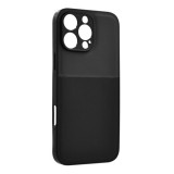 Gigapack Apple iPhone 16 Pro Max telefonvédő (szilikon keret, ütésálló, mágneses, bőr hatású hátlap, csíkos) fekete