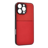 Gigapack Apple iPhone 16 Pro műanyag telefonvédő (szilikon keret, ütésálló, mágneses, bőr hatású hátlap, csíkos) piros