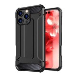 Gigapack Apple iPhone 16 Pro műanyag telefonvédő (ütésállóság, légpárnás sarok, szilikon belső, fémhatás) fekete