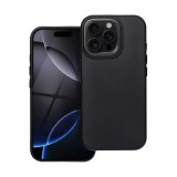 Gigapack Apple iPhone 16 Pro szilikon telefonvédő (ütésállóság, műanyag hátlap, magsafe, karbon minta) fekete