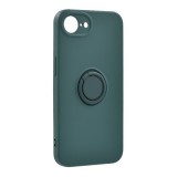 Gigapack Apple iPhone 16e szilikon telefonvédő (tartógyűrű, mikrofiber plüss belső, mágneses, kameravédő) sötétzöld