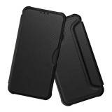 Gigapack Apple iPhone 16e tok álló, bőr hatású (flip, ütésálló, légpárnás sarok, kameravédő, karbon minta) fekete