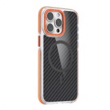 Gigapack Apple iPhone 17 Pro szilikon védő (ütésállóság, légpárnás sarok, karbon minta, wireless, magsafe) narancssárga