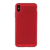 Gigapack Apple iPhone XS Max 6.5 műanyag telefonvédő (gumírozott, lyukacsos minta) piros