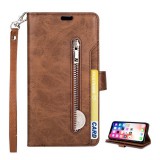 Gigapack Apple iPhone XS Max 6.5 tok álló (Flip, oldalra nyíló, cipzáras pénztárca, csuklópánt) barna