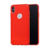Gigapack Apple iPhone XS Max Szilikon telefonvédő (közepesen ütésálló, karbon minta, logo kivágás, piros)