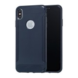 Gigapack Apple iPhone XS Max Szilikon telefonvédő (közepesen ütésálló, karbon minta, logo kivágás, sötétkék)