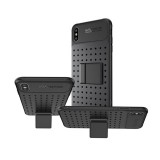 Gigapack Apple iPhone XS műanyag telefonvédő (lyukacsos minta, levehető asztali tartó, fekete)