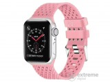 Gigapack Apple Watch Series 1 42mm pótszíj, szilikon, lyukacsos, légáteresztő, csíkos mintás, rózsaszín