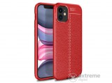 Gigapack bőr hatású gumi/szilikon tok Apple iPhone 12 mini készülékhez, piros, varrás mintás