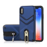 Gigapack Defender Apple iPhone XS Max 6.5 műanyag telefonvédő (közepesen ütésálló, gumírozott, fém kitámasztó, sötétkék)