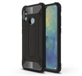 Gigapack Defender műanyag telefonvédő (közepesen ütésálló, légpárnás sarok, szilikon belső, fémhatás) FEKETE Honor 10 Lite, Huawei P Smart (2019)