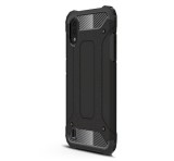Gigapack Defender műanyag telefonvédő (közepesen ütésálló, légpárnás sarok, szilikon belső, fémhatás) FEKETE Samsung Galaxy A01 (SM-A015F)