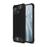 Gigapack Defender műanyag telefonvédő (közepesen ütésálló, légpárnás sarok, Xiaomi Mi 11 5G szilikon belső, fémhatás) fekete