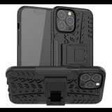 Gigapack Defender műanyag telefonvédő (közepesen ütésálló, szilikon belső, kitámasztó, autógumi minta) FEKETE [Apple iPhone 13 Pro Max] (5996591104607) - Telefontok