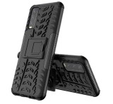 Gigapack Defender műanyag telefonvédő (közepesen ütésálló, szilikon belső, kitámasztó, autógumi minta) FEKETE Vivo Y11s