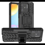 Gigapack Defender műanyag telefonvédő (közepesen ütésálló, szilikon belső, kitámasztó, autógumi minta) FEKETE [Xiaomi Redmi 10C] (5996591230382) - Telefontok