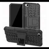 Gigapack Defender műanyag telefonvédő (közepesen ütésálló, szilikon belső, kitámasztó, autógumi minta) FEKETE [Xiaomi Redmi Go] (5996457883080) - Telefontok