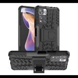 Gigapack Defender műanyag telefonvédő (közepesen ütésálló, szilikon belső, kitámasztó, autógumi minta) FEKETE [Xiaomi Redmi Note 11 Pro Plus 5G] (5996591115900) - Telefontok
