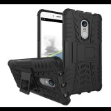 Gigapack Defender műanyag telefonvédő (közepesen ütésálló, szilikon belső, kitámasztó, autógumi minta) FEKETE [Xiaomi Redmi Note 4] (5996457673681) - Telefontok