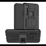 Gigapack Defender műanyag telefonvédő (közepesen ütésálló, szilikon belső, kitámasztó, autógumi minta) FEKETE [Xiaomi Redmi Note 8T] (5996457928446) - Telefontok